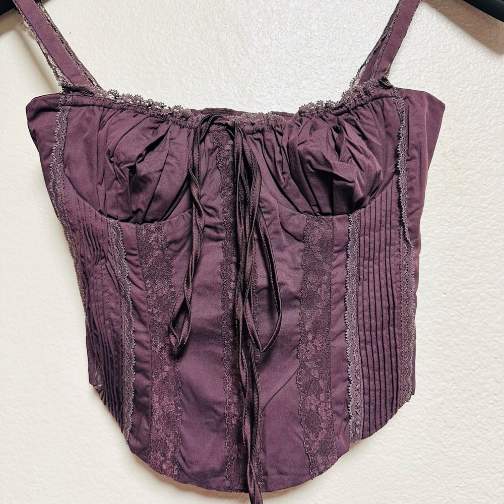 Sold House of CB Gini - brown lace back corset XS Regular cup size A-C  NWOT - Picture 2 of 6